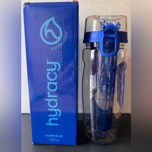 NWT Hydracy 32oz (1 liter) azure blue infuser BPA free water bottle in box